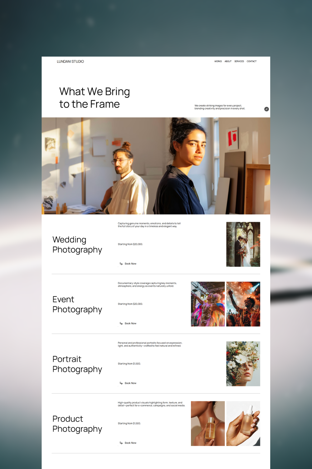 Lundani Studio - Photography Framer Website Template